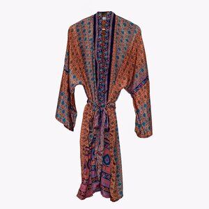 100% Silk Robe Knee Length Boho Style Size L-XXL